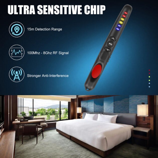 Détecteur de Caméra Cachée Anti Espion Bug RF Car GPS tracking Finder Scanner Alarm